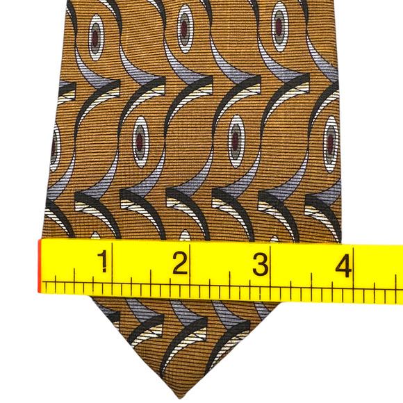 Jos A Bank 100% Silk Dress Tie Made in USA Gold Abstract Pattern‎ 58" 4" - Picture 8 of 10